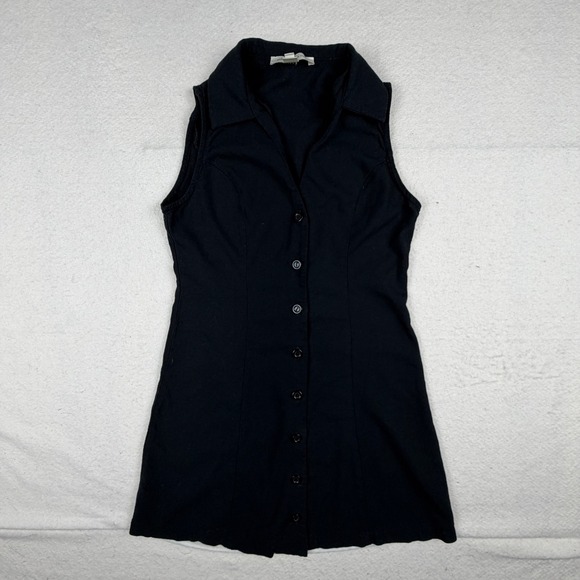 Monteau Los Angeles Dresses & Skirts - Monteau Los Angeles Black Linen Blend Button Front Sleeveless Mini Dress Small